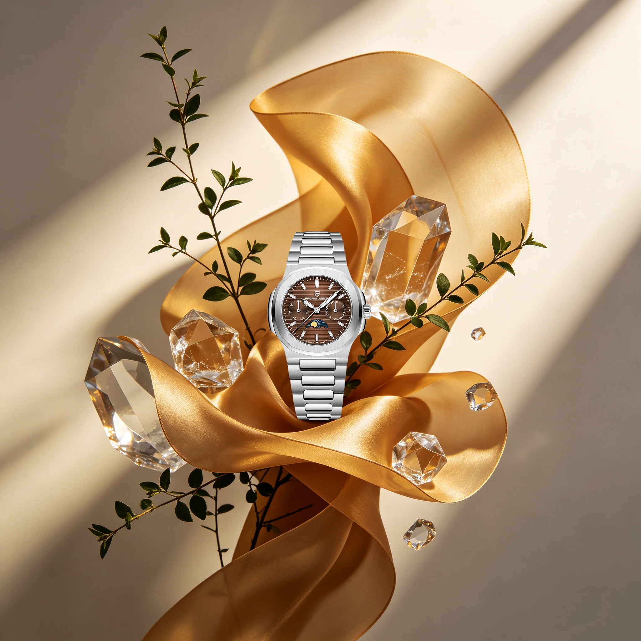 PAGANI DESIGN Premium Intellectual Lady Quartz Watches Moon Phase Luminous Diving Watch Stainless Sapphire Top Choice For Gifts