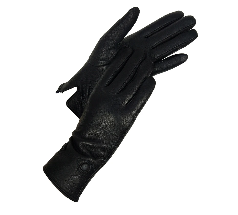 Women's Winter Leather Gloves Soft Lined High-Quality Deer Skin Touch Fastening Design Outdoor Warm Windproof Mittens