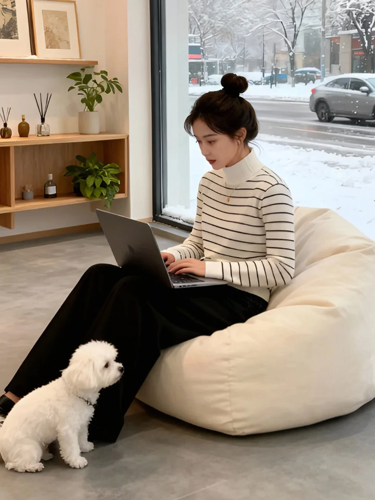 Macio e confortável longo sve listrado camere malhas coreano sle casual commute versátil feminino inverno topo