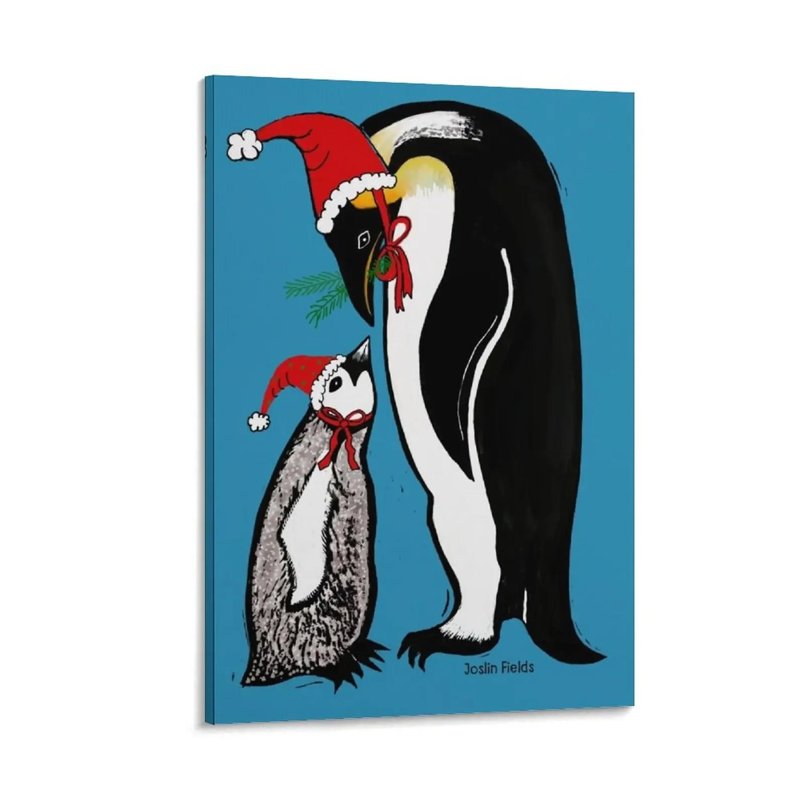 

Christmas Penguins with Santa hats Canvas Painting aesthetic room decor anime decoration Decoration for home