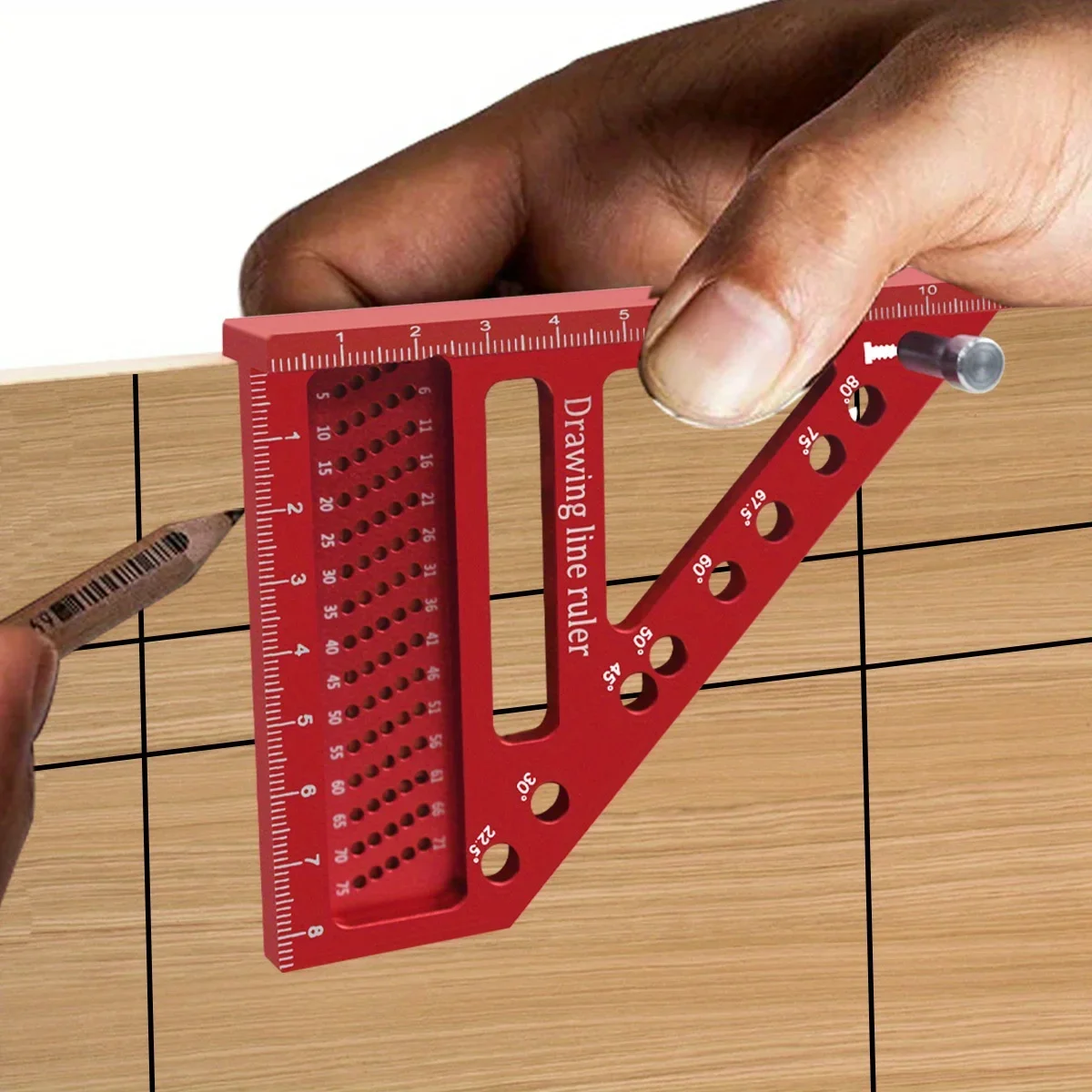 アルミ木工直角分度器 ダボピン付きマイター三角定規 - メートル/インチ T タイプ高精度レイアウトツール