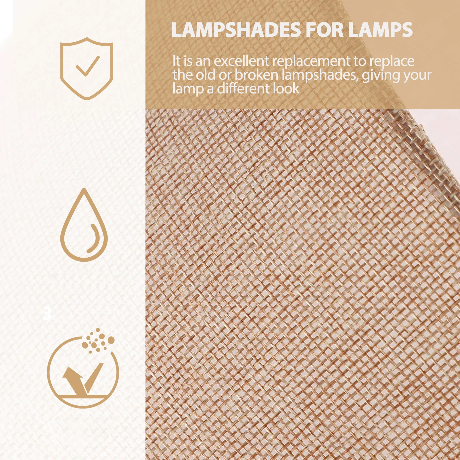 

Cylindrical Lampshade Beige Fabric Metal Table Cover Replacement Shades for Bedroom Living Room Study Floor Light Large