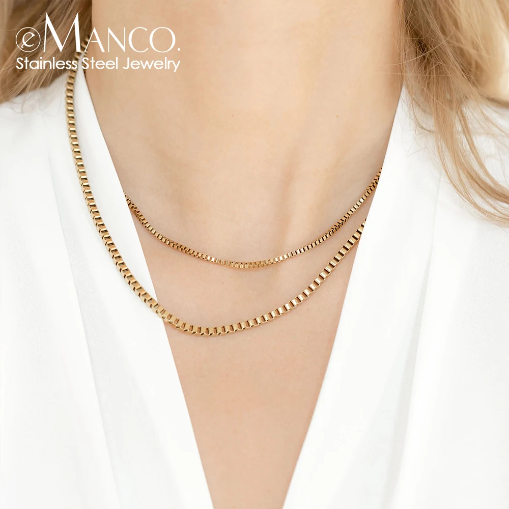 eManco Stainless Steel Snake Box Chain Chocker Necklace Gold Color Choker Necklaces Trendy Romance Women Jewelry Gift