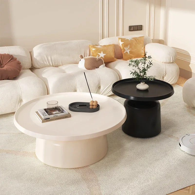 Round Black Small Coffee Table Low Simple Minimalist Floor Mini Mobile Coffee Table Books Design Mesa De Centro De Sala Home