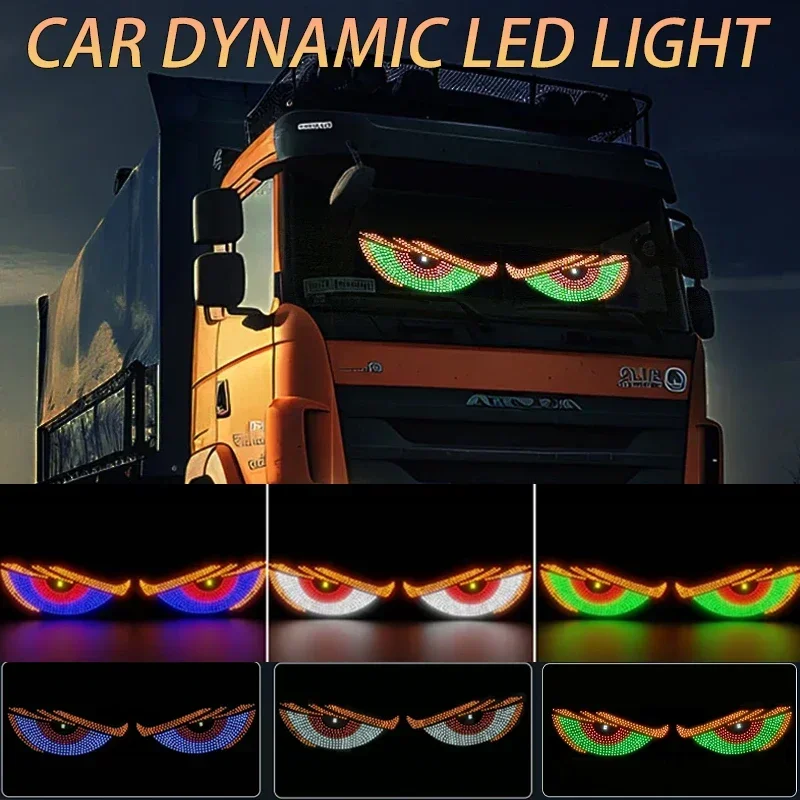 Truck Devil's Eye Light RGB Dynamic Demon Eye Decorative Light Led Display Decor Pixel Panel Windshield  Multi-Mode Lamp
