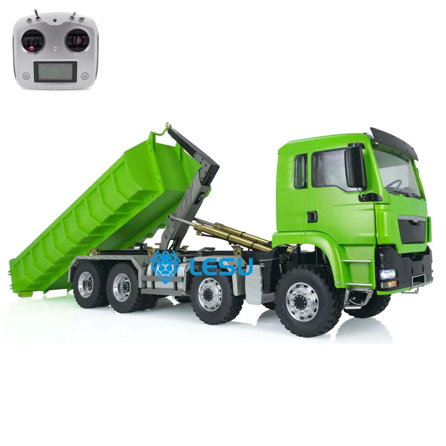 LESU 1/14 RC Hydraulic Dumper Truck 8x8 TGS Roll On/Off Tipper Car Heavy Model RC Heavy Machine Toys