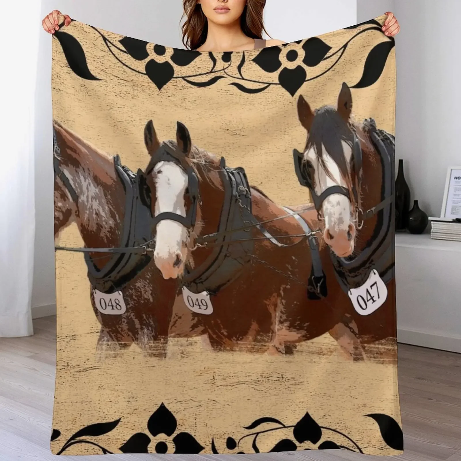 

HEAVY HORSES, CLYDESDALE HORSES Throw Blanket Soft Home Decor Blanket for Couch Bedroom