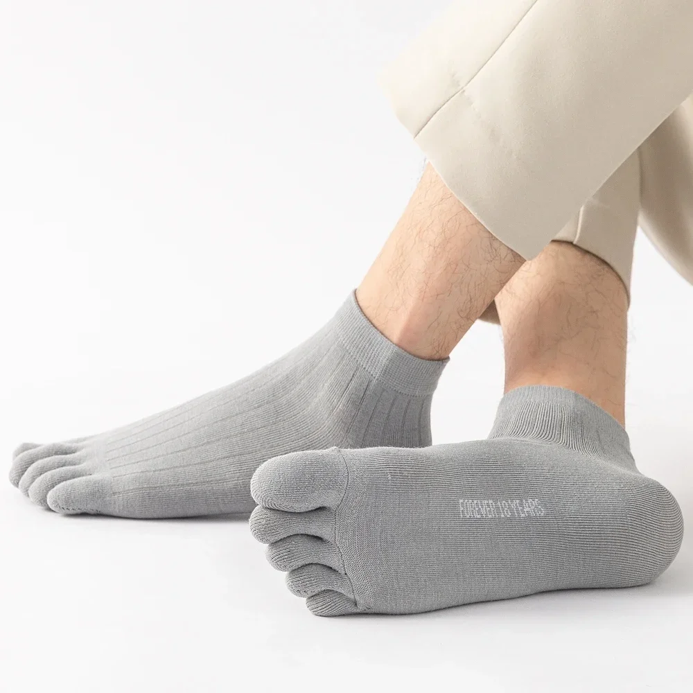 Calcetines finos de algodón con dedos separados para hombre, medias tobilleras de corte bajo, 5 pares, novedad de verano, a la moda, 2024