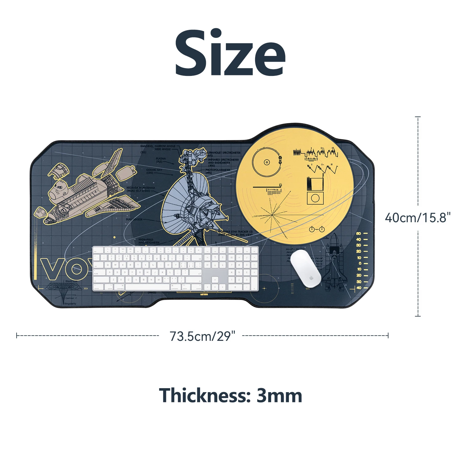 Tappetino per mouse originale stile Voyager - Tappetino da scrivania a forma personalizzata per giochi XXL Base antiscivolo Superficie impermeabile per la configurazione dell'ufficio di giochi per PC
