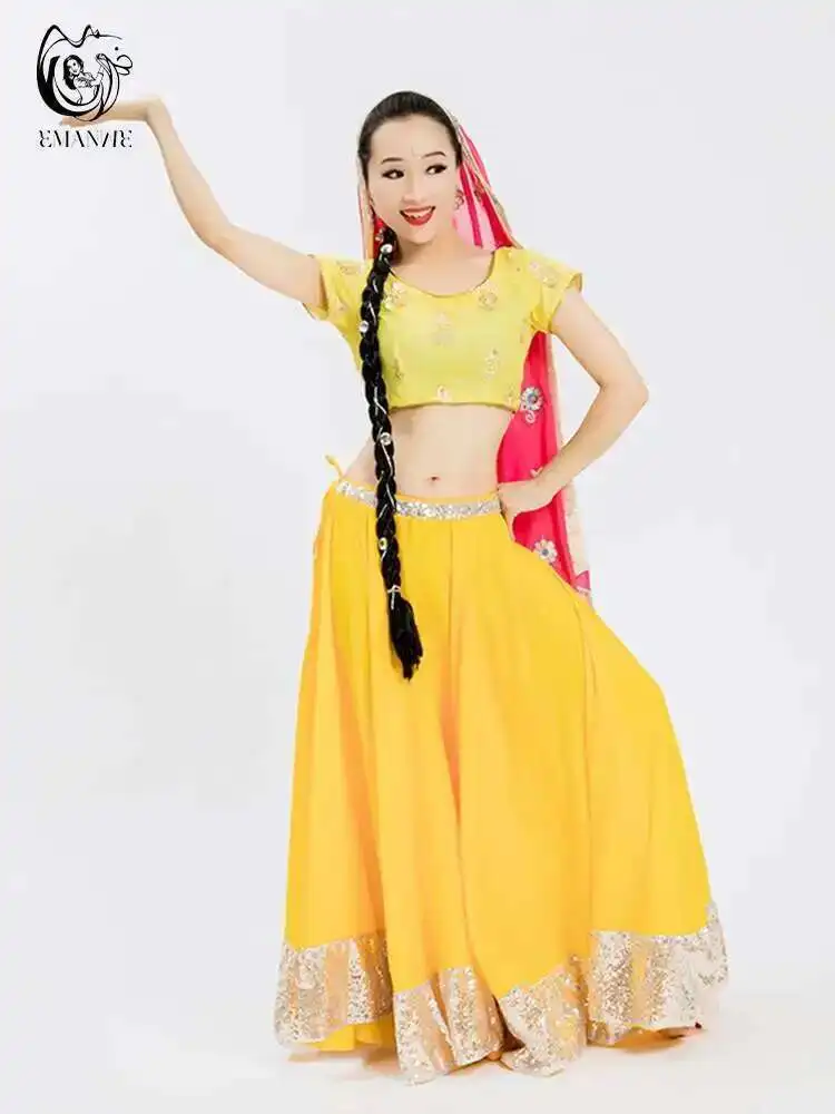 

E15 Yiman Exotic Indian Dance Costume Ethnic Style Women's Dance Dress Practice Skirt 720 Degree Large Swing Half Skirt