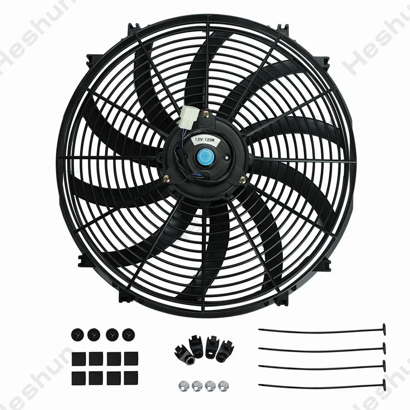 

120W 16" inch Universal Slim Fan Push Pull Electric Radiator Cooling 12v Mount Kit High air volume Car air conditioning cooling