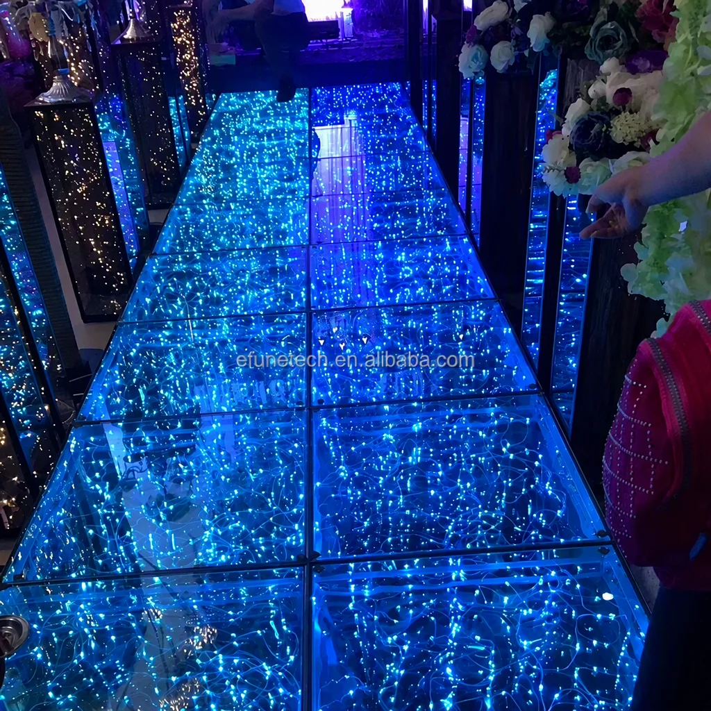 Factory Best Price Starlight Wedding Floors DMX Tempered Glass Interactive Led 3d Infinity Dance Floor