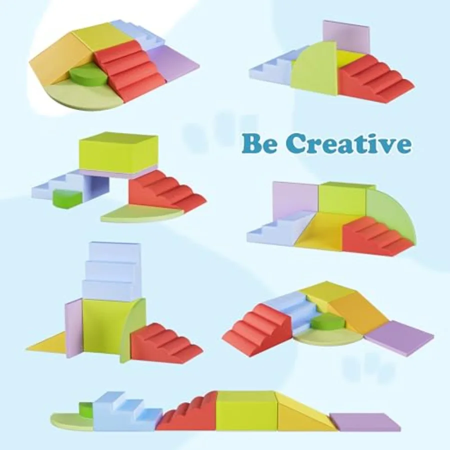 Blocos de Escalada de Espuma de 7 Peças para Bebês e Crianças de 1 a 5 Anos: Conjunto de Brinquedos para Brincar em Ambientes Internos com Couro PU Macio e Seguro para Engatinhar