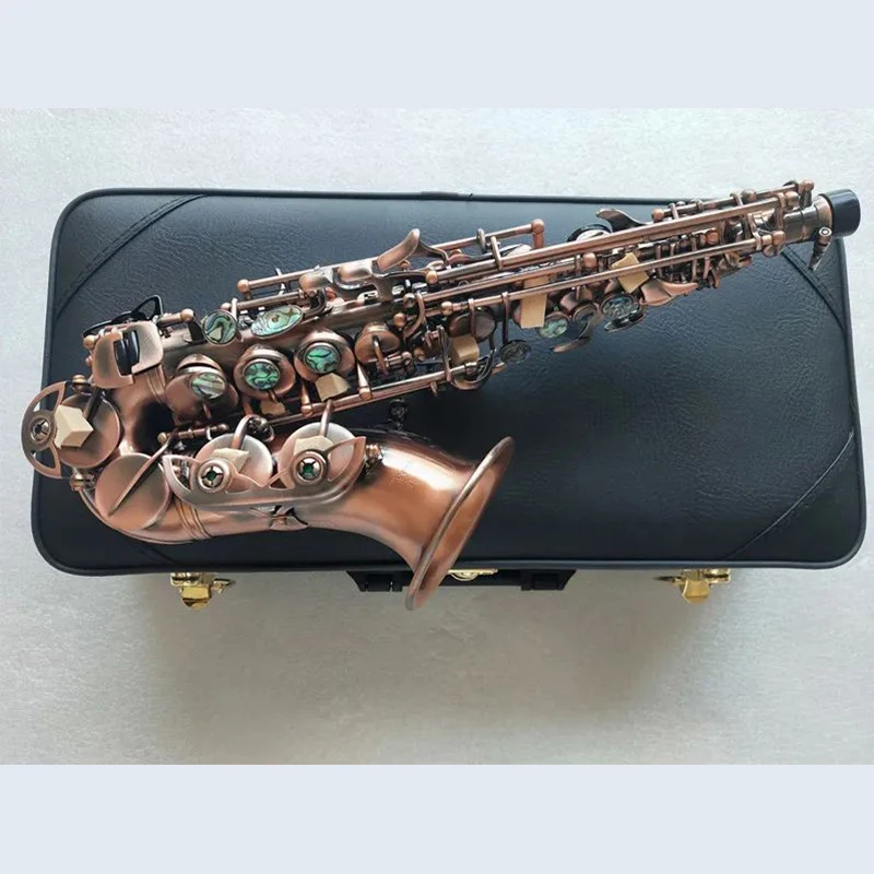 

New Brand S-992 BbTune music instrument Phosphor-plated copper High-quality Curved soprano Saxophone With Mouthpiece