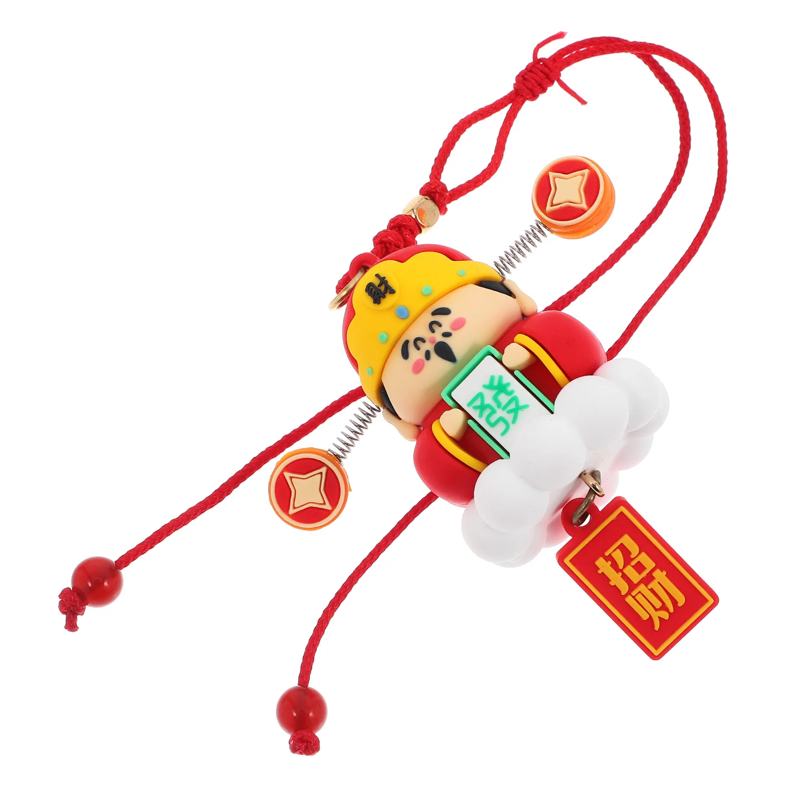 

God of Wealth Car Pendant PVC Hanging Ornament for Rearview Mirror Car Interior Decor Auto Accessories Luck Attracting Fengshui