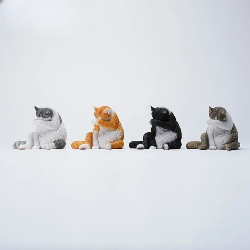 JXL 1/6 Scale Simulation Lazy Orange Cat Resin Model Toy Figures Cute Pet Props Miniature Animal Ornaments