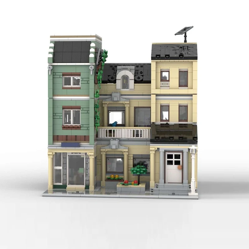 Stadt Street View Modell MOC Gebäude Ziegel Stadt Wohnhaus Modulare Technologie Geschenke Urlaub Montieren Kinder Spielzeug Anzug