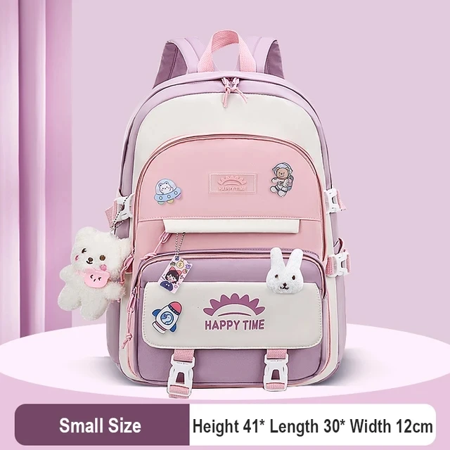 Large Capacity Cute Women Multi-Pocket Nylon Backpack Ins Junior High School Student School Bag Female Girl Backpack Laptop Book