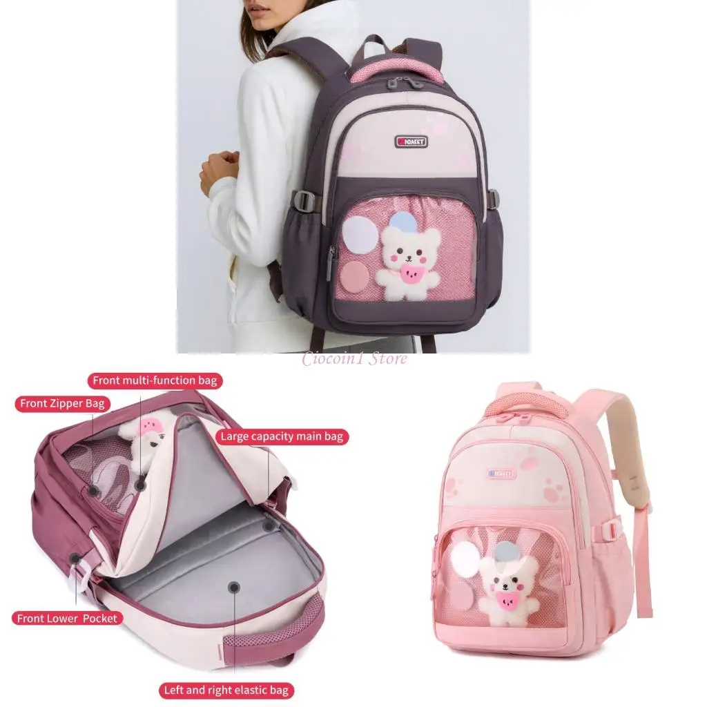 

Y1UB Girls Cartoon Backpack Oxford Fabric School Bag With Padded Shoulder Straps