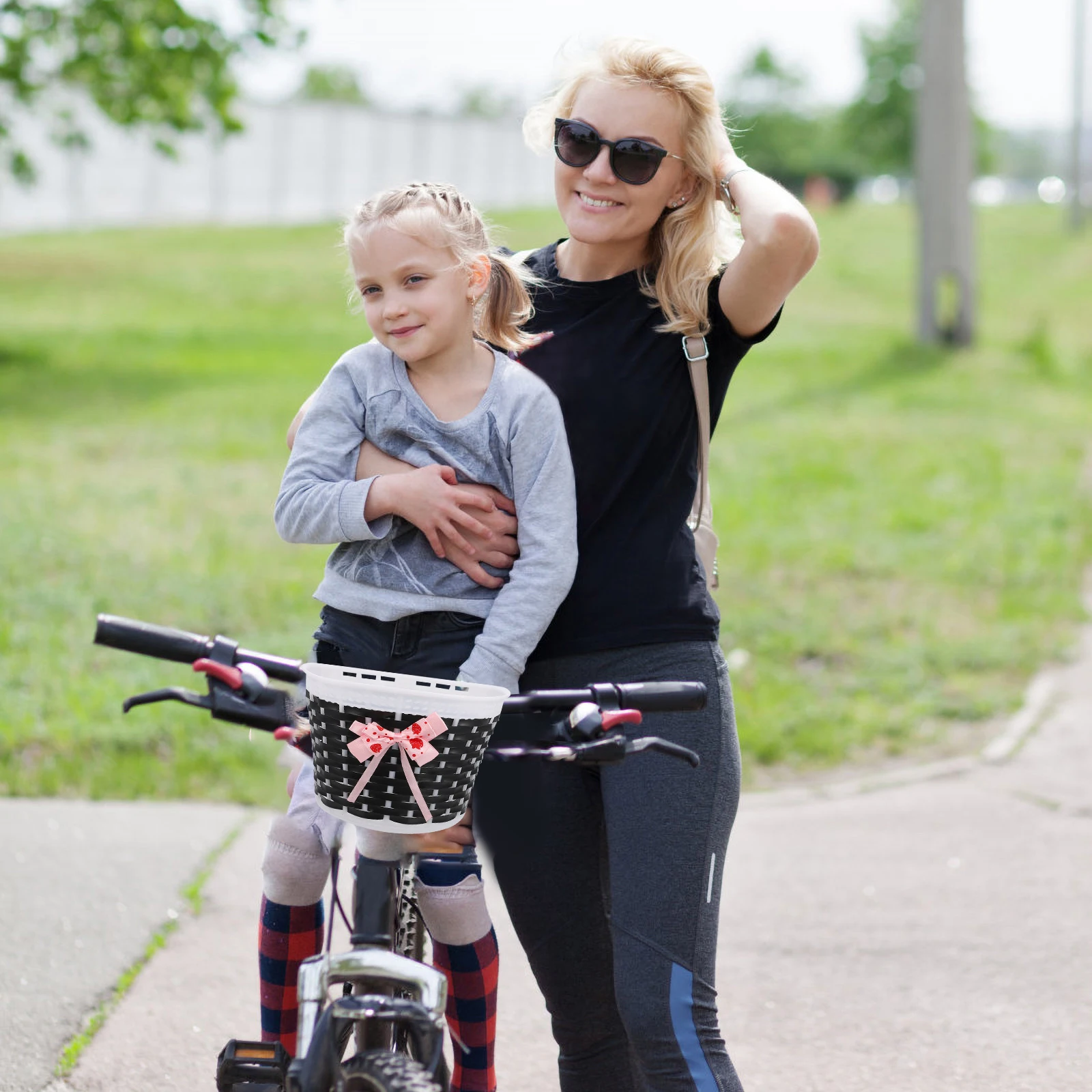 

Scooter Bike Basket Kids Pink Children Bags and Baskets Plastic Woven Bicycle for Bikes Girls Bell