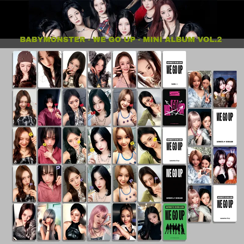 مجموعة الفتيات الكورية الجنوبية KPOP BABYMONSTER نحن نذهبون ألبوم بطاقة بطاقات فلاش مكافأة بطاقات عشوائية الكنز الوحش الطرفية لومو