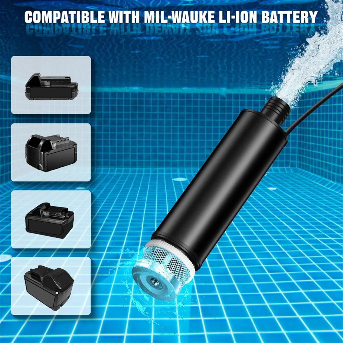 

ABNJ Cordless Submersible Water Pump for M-18 18V Battery Portable Transfer Pump for Camping Tub Garden Fish Tank