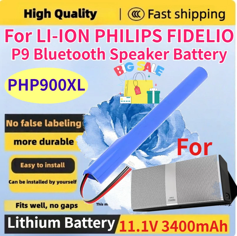 PHP900XL 11.1V 3400mAh Large Capacity for LI-ION PHILIPS FIDELIO P9 Bluetooth Speaker Battery 3.4AH Rechargeable Lithium Battery