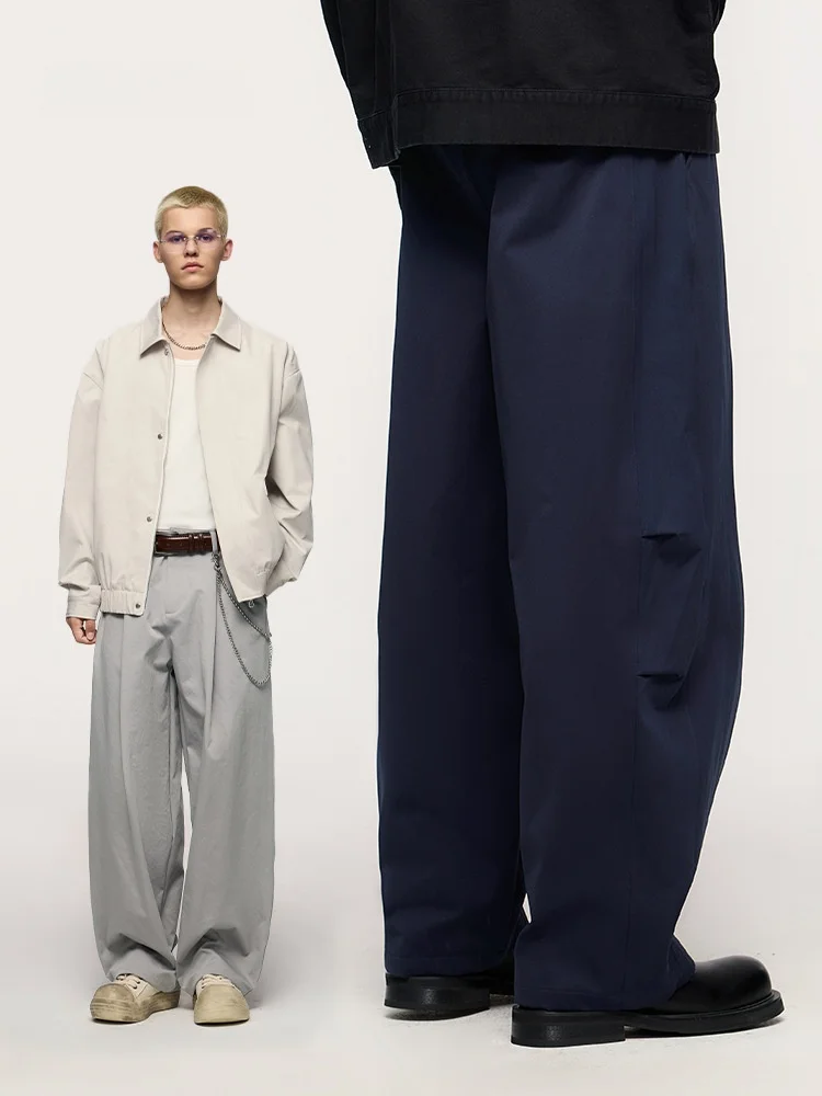 

BoxyFit Men's Casual Trousers Autumn New Loose Comfortable Knife-pleated Workwear Pants Japanese Retro Sle Straight Leg Tro...