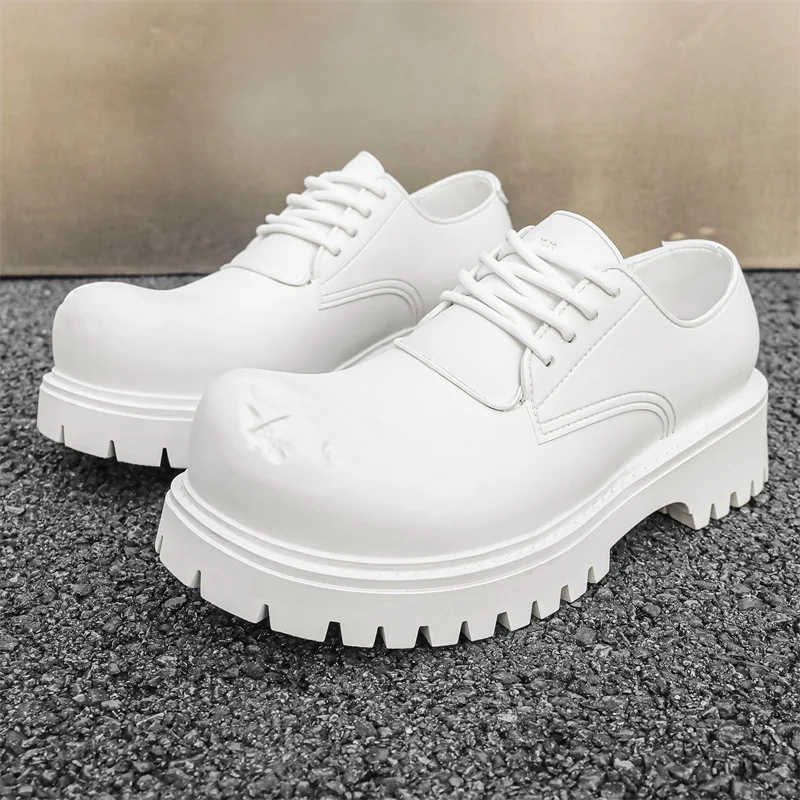 

2025 New Men's and Women's Thick Soles Increase Derby Niche Carbon Black Big Shoes High Street Men's and Women's Leisure Loafers