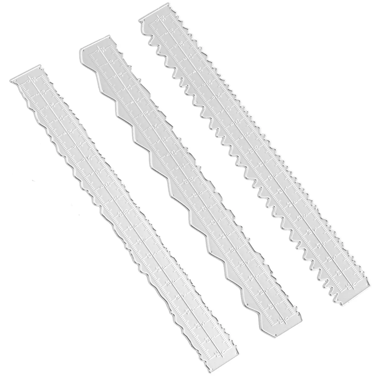 3 Styles Irregular Edge Ruler,Metal Craft Ruler Paper Tearing Ruler for Embossing with Scrapbook Jagged Edge Rulers JDJ