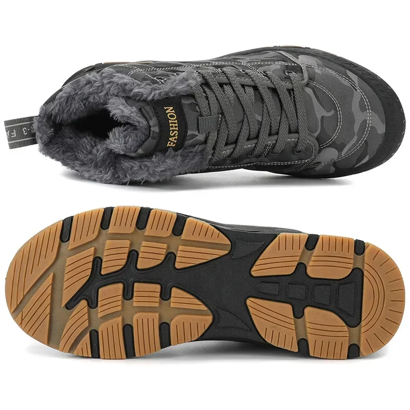Warm Plush Ankle Boots Men Winter 2024 Man Tactical Boots Outdoor Hiking Platform Boots for Men Camouflage Hunting Shoe