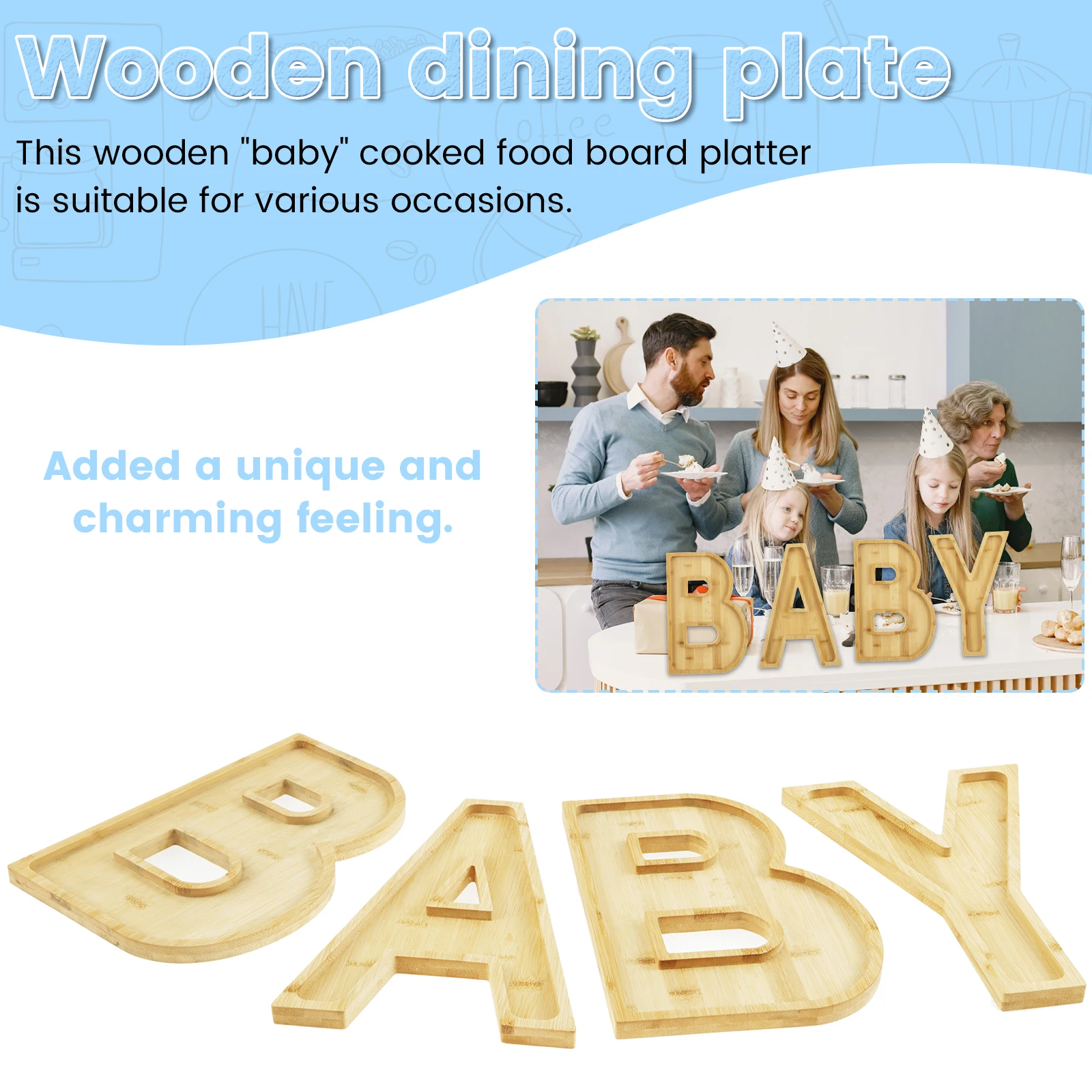 4Pcs Baby Charcuterie Board Letters Wood Charcuterie Letter Tray Fillable Letter Serving Tray Decorative Charcuterie Baby Letter