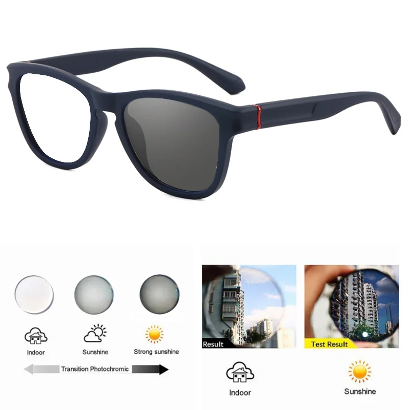 Classic Square Sport Photochromic Gray Reading Glasses For Men Clear Lens Presbyopic Glasses Outdoor Color Changing Sunglasses