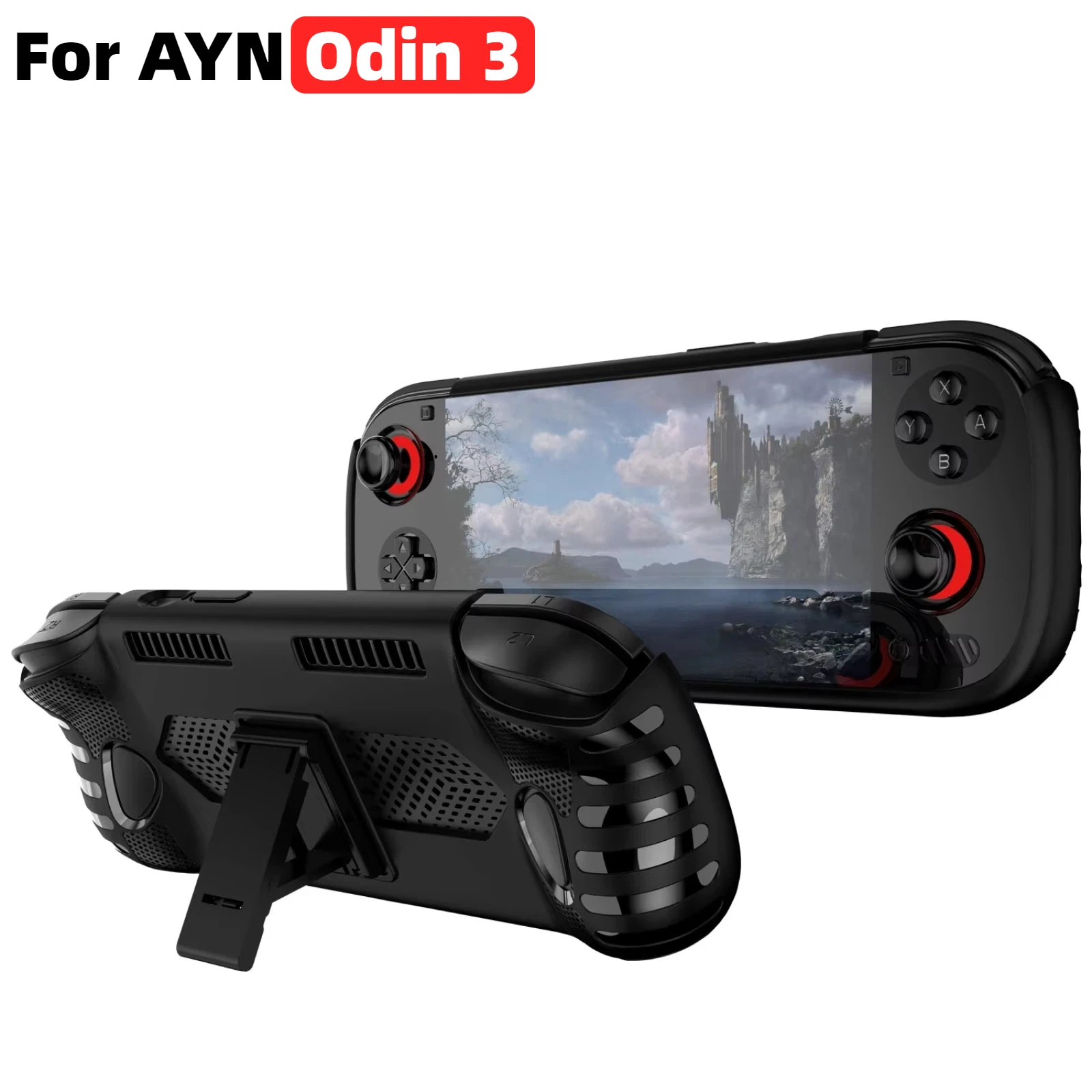 

For AYN Odin 3 Handheld Game Console TPU Protective Case Cover With Bracket Protective Shell with Stand Accessories
