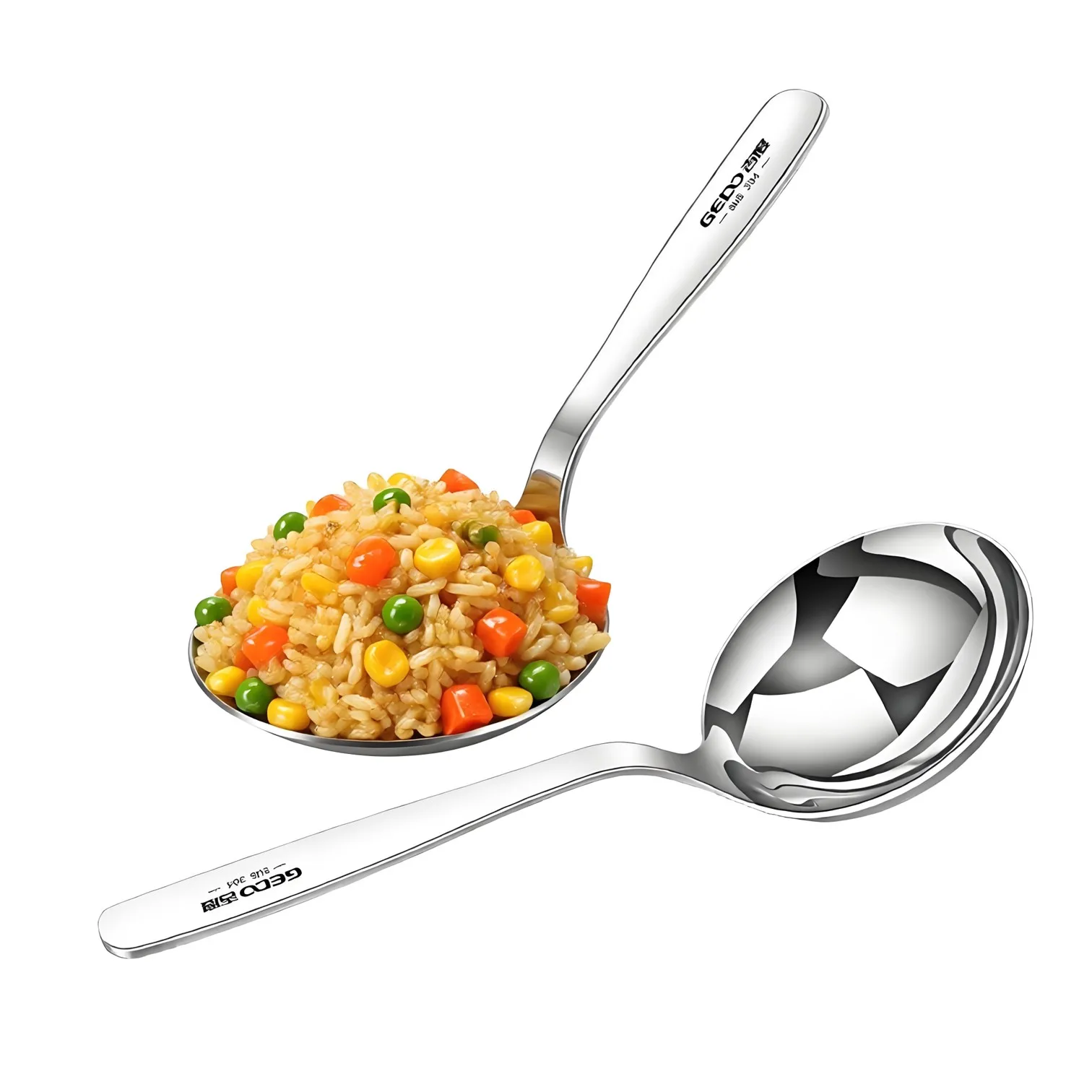 2 Pieces of 304 Stainless Steel Serving Spoons LFGB Certified Banquet Soup Ladle 9.5cm Diameter Ultra Large Spoon for Home