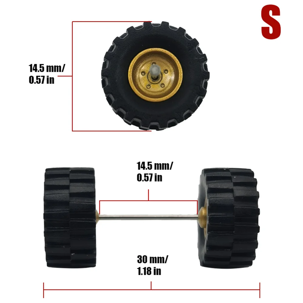 1/64 Wheels with Rubber All Terrain Tires Refitting Parts for Off-road Model Cars Hot Wheels Matchbox Tomica Small Size 1 Set