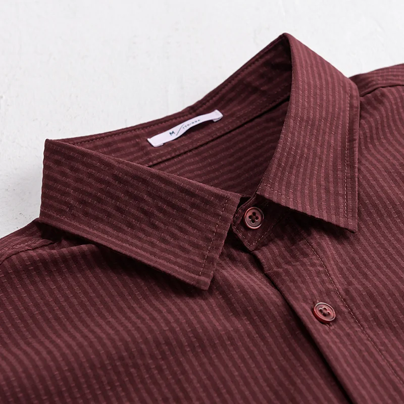 ​​Men's Vintage Long Sleeve Shirt - Burgundy (Navy Blue) Relaxed Casual Style​ Breathable Soft Spring Autumn Daily WearYY104