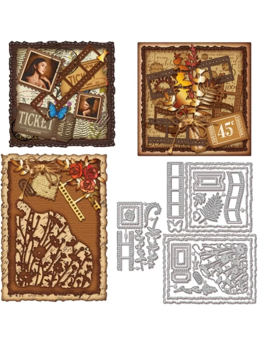 1 blatt Briefmarke Schneiden Stirbt Anlage Stanzen Metall Deckle Rand Rahmen Schneiden Stirbt Reise Film Cut Stirbt für Karte, der