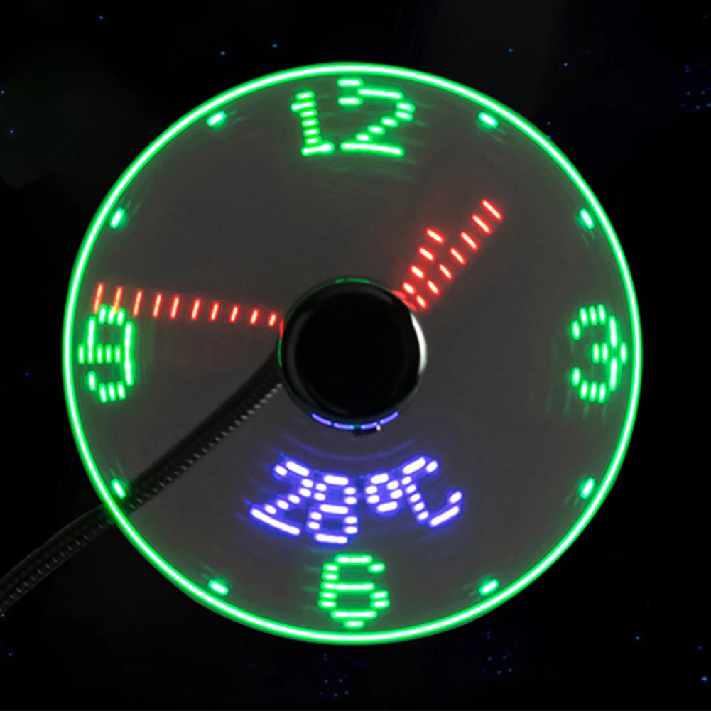 

Мини-USB-вентилятор, небольшой ночник, часы, вентиляторы, дисплей в реальном времени, ручные гибкие светодиодные часы на гибкой стойке для ноутбука, ПК, ноутбука