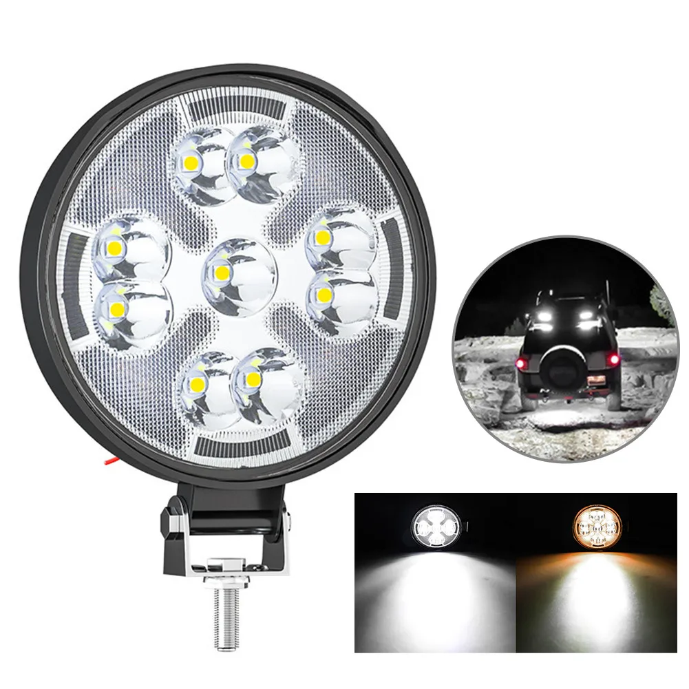 

Reverse Work Light Bar 4 Inch High Power LED 12V-24V Lamp 21 LEDs Offroad 3000LM Pod 3030 Round SUV 63W Trailer
