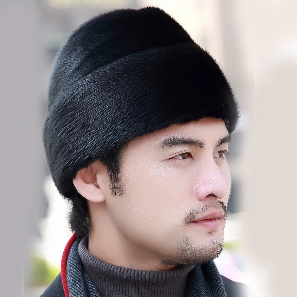 Aorice Man Real Mink Fur Hat Cap 2021 New Winter Snow Unisex Natural Mink Fur Beret Hats Caps HF003