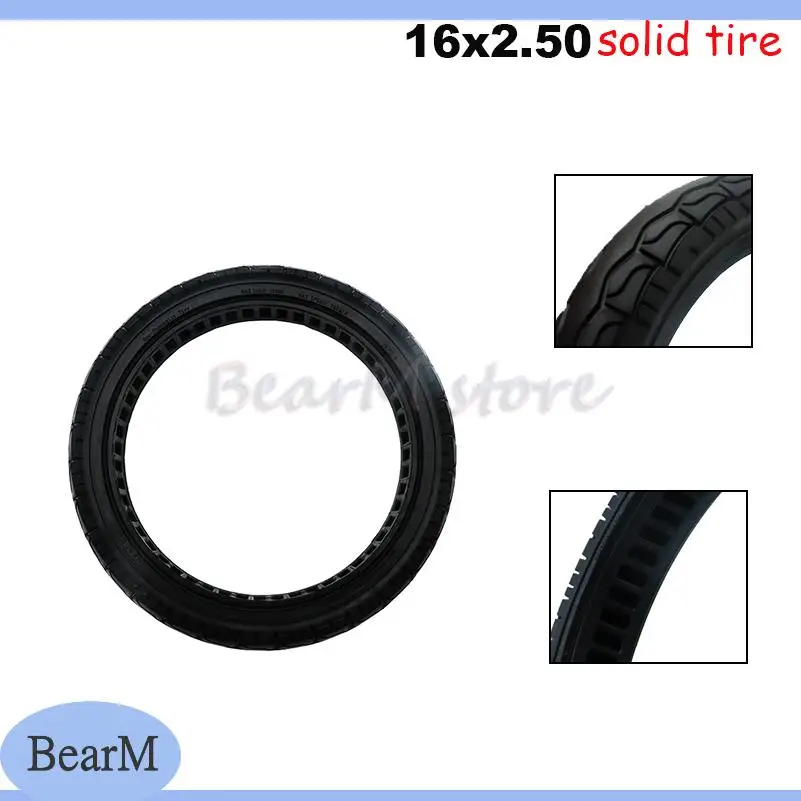 

16X2,50 износостойкая 16-дюймовая складная электрическая шина для горного велосипеда, твердая резиновая шина, прочная и долговечная непневматическая шина