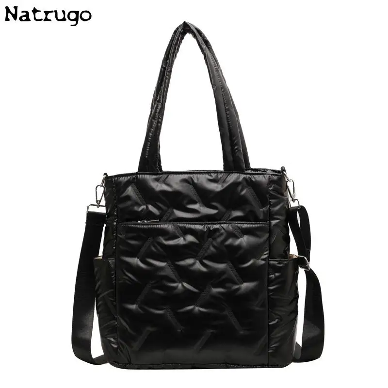 2024 Winter Fashionable Solid Colors Padded Women Handbags Simple Vintage Lady Shoulder Bags Soft Puffer Crossbody Bag