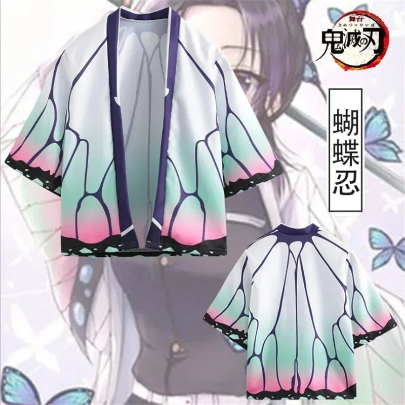 Demon Slayer Kimetsu no Yaiba кимоно с 3D принтом Haori Yukata японское аниме косплей повседневная крутая уличная одежда плащ Zenitsu Tanjaa