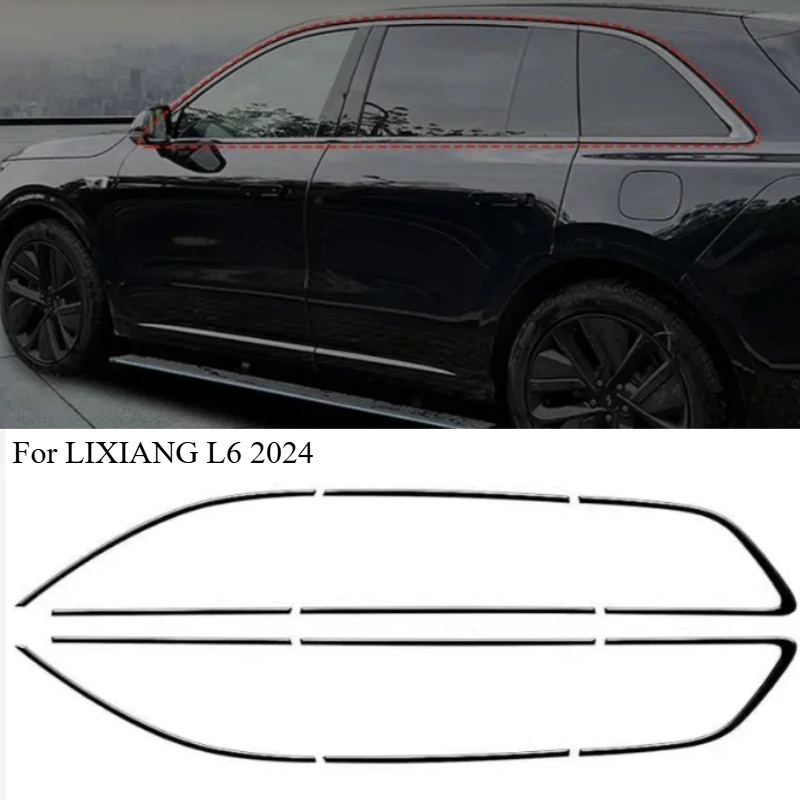 Car Accessories FIT For LIXIANG L6 2024 stainless steel Black Car Window Sill Trim Molding Cover trim 10PCS