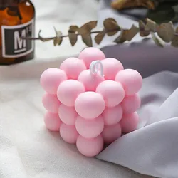 3D Bubble Cube Candle Silicone Mould Home Decor Scented Candle Mould Handmade Chocolate Dessert Cake Baking Mould Tool