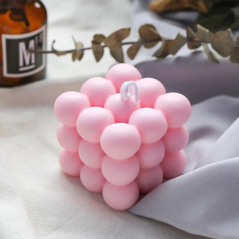 3D Bubble Cube Candle Silicone Mould Home Decor Scented Candle Mould Handmade Chocolate Dessert Cake Baking Mould Tool