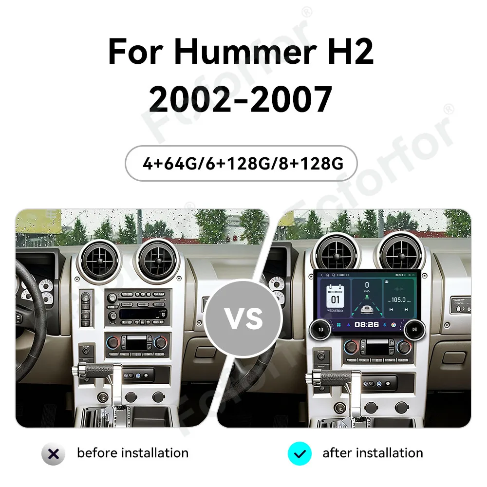 Sleek Large HD Touch Screen Android 15 11.5 Inch Wireless CarPlay GPS Navi Car Radio Stereo Head Unit For Hummer H2 2002-2007