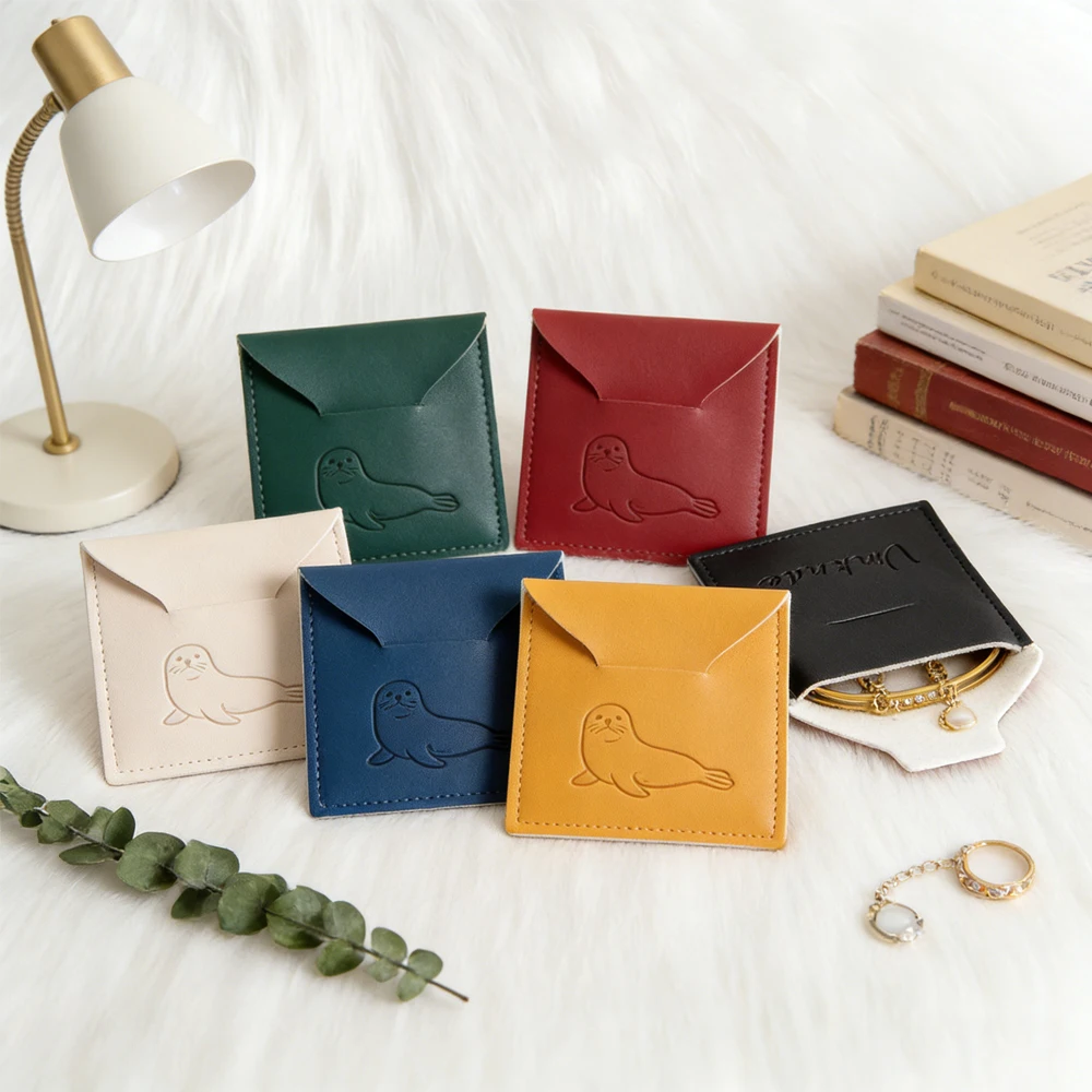 

50Pcs Luxury PU Leather Jewelry Packaging Pouch Custom Logo Jewelri Diamond Gift Holder Premium Container for Gems Earrings Ring