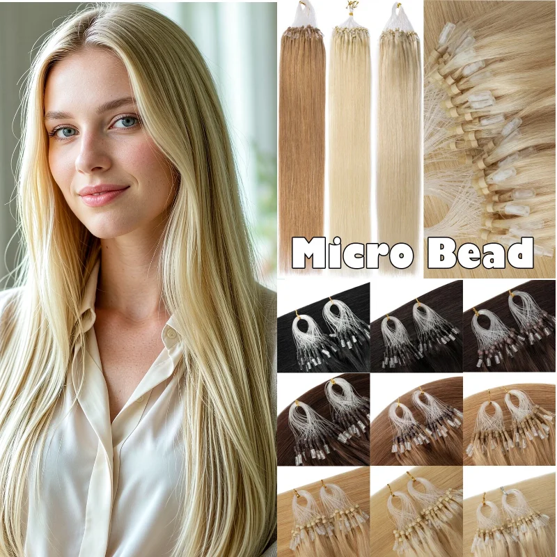Human Remy Hair Micro Loop Extensions 22inch Straight #2 #1001 Transform Your Look & Add Fullness Wedding Wholesale